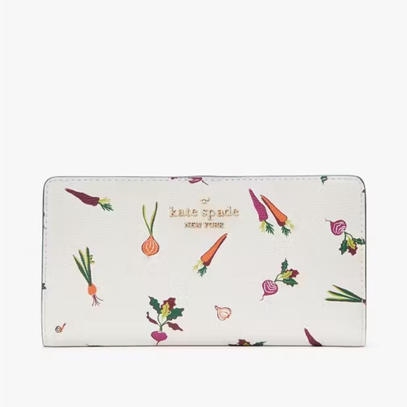 ♠️kate spade Harvest Time Printed Large Slim Bifold Wallet, Cream Multi NWT - Picture 12 of 12